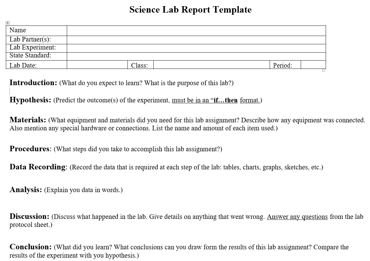 Lab Report Template